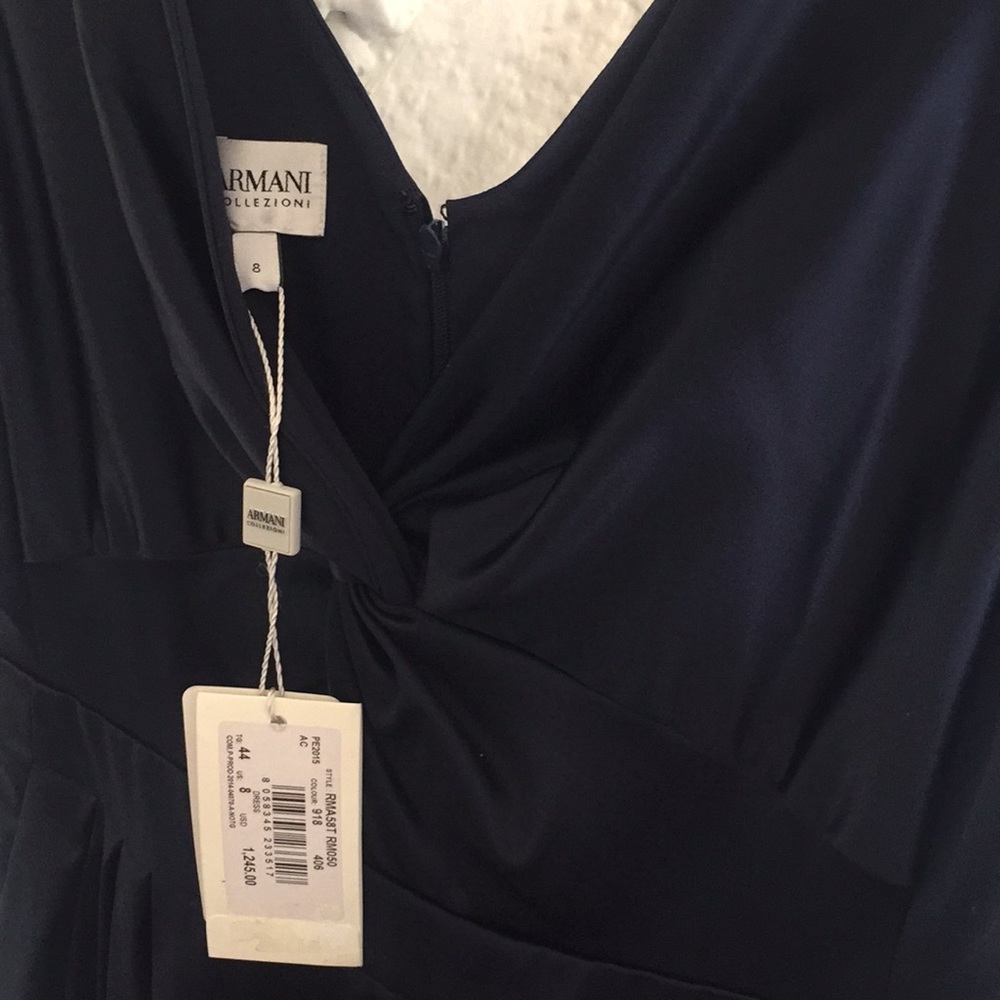 Navy blue silk/satin look Armani Collezione dress